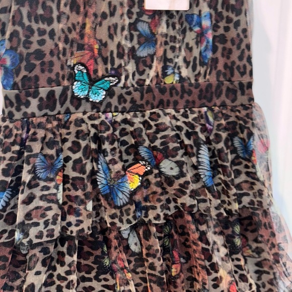 Hannah Banana animal print tiered ruffle dress with butterfly appliques SZ 16​ - Picture 3 of 8